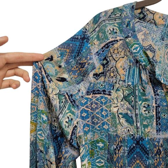 Jane and Delancy Boho Blouse Half Button Medium 509 - Picture 5 of 12